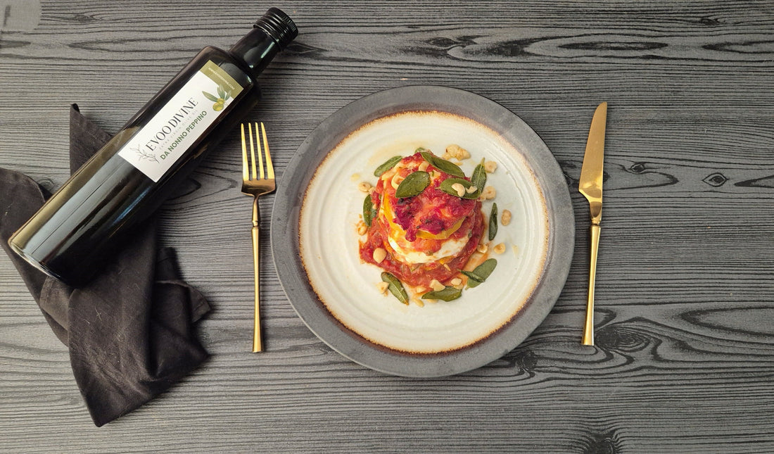 Recept van Culinea: Zoete aardappelstapels met spinazie, mozzarella en tomatensaus